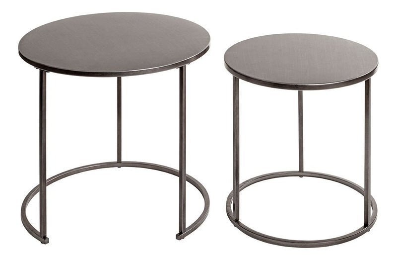 Haku Beistelltisch 2er-Set aus Metall in Anthrazit, rund