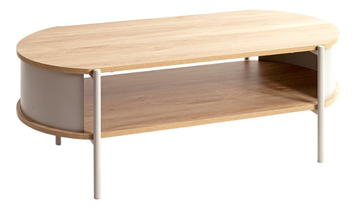 Couchtisch oval Eiche-Dekor mit Gestell in Kaschmirgrau – Ansicht 1