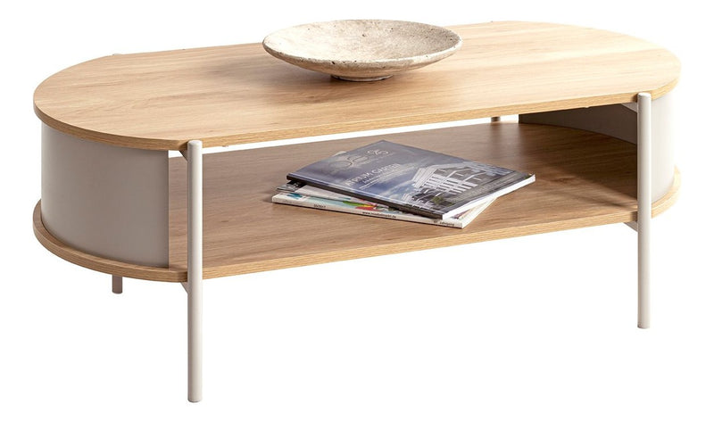 Haku Couchtisch oval Eiche-Dekor mit Gestell in Kaschmirgrau