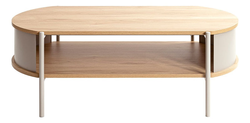 Haku Couchtisch oval Eiche-Dekor mit Gestell in Kaschmirgrau