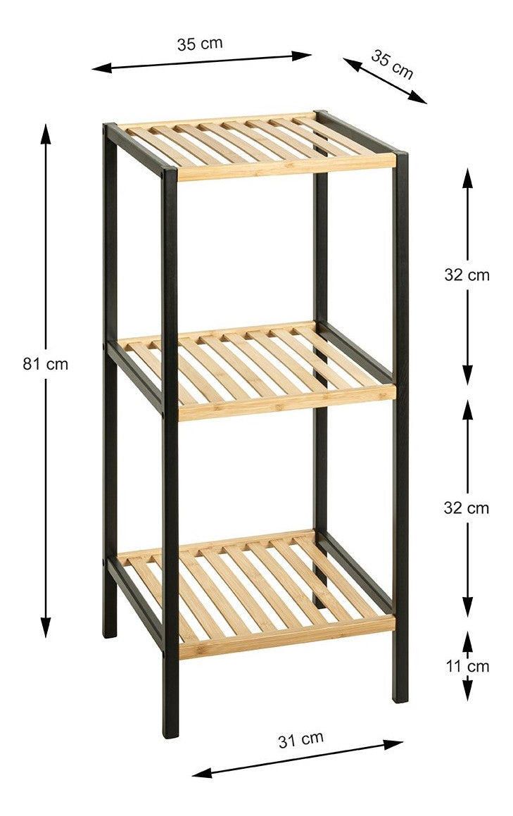 Haku Standregal aus Bambus mit 3 Ablagen, schwarz-natur fürs Wohnzimmer