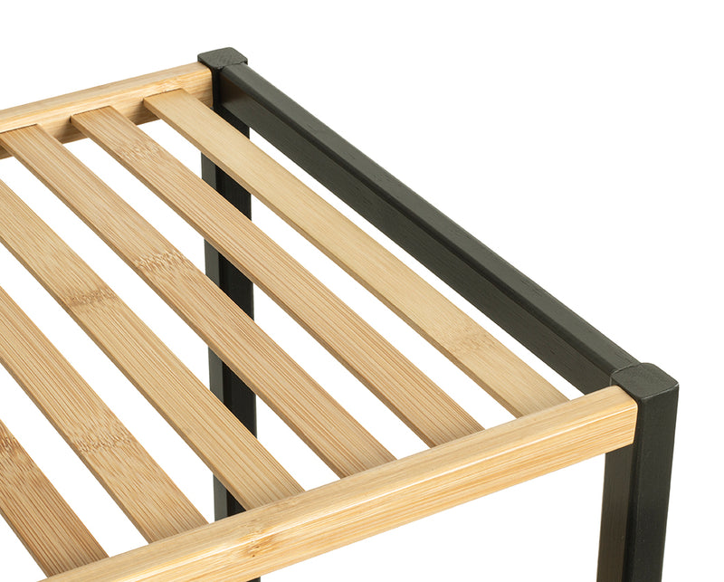 Haku Standregal aus Bambus mit 4 Ablagen, schwarz-natur, Scandi-Stil