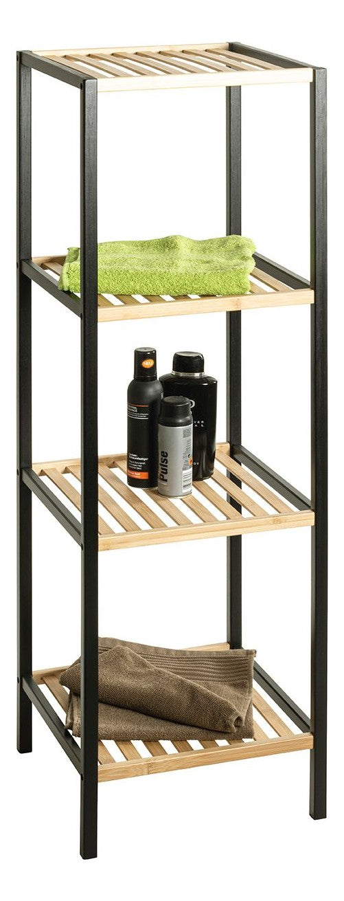 Haku Standregal aus Bambus mit 4 Ablagen, schwarz-natur, Scandi-Stil