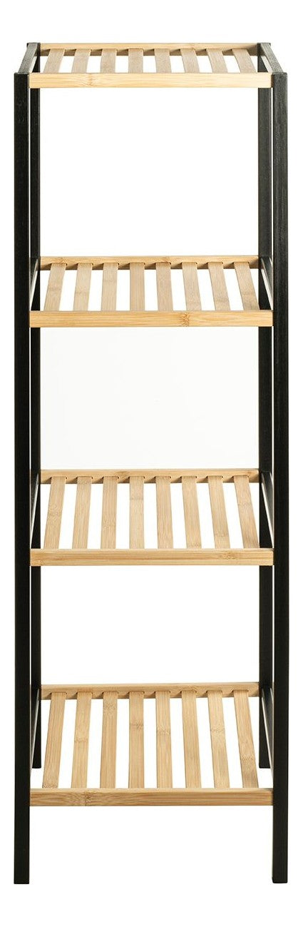 Haku Standregal aus Bambus mit 4 Ablagen, schwarz-natur, Scandi-Stil