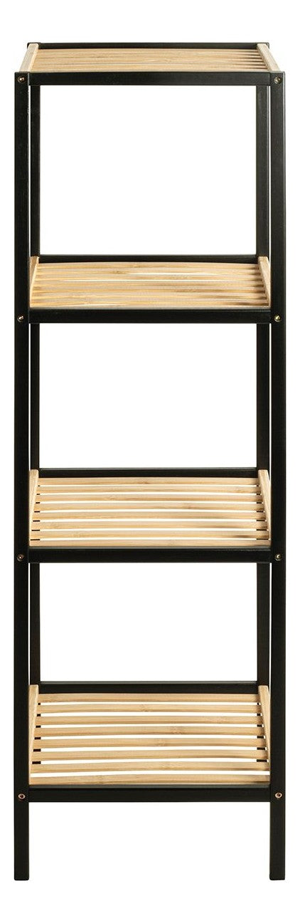 Haku Standregal aus Bambus mit 4 Ablagen, schwarz-natur, Scandi-Stil