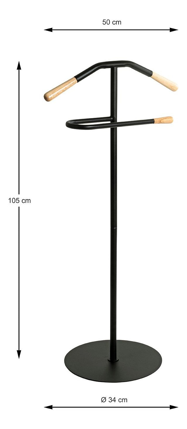 Haku Herrendiener mit Massivholz-Anbauteilen, schwarz-natur