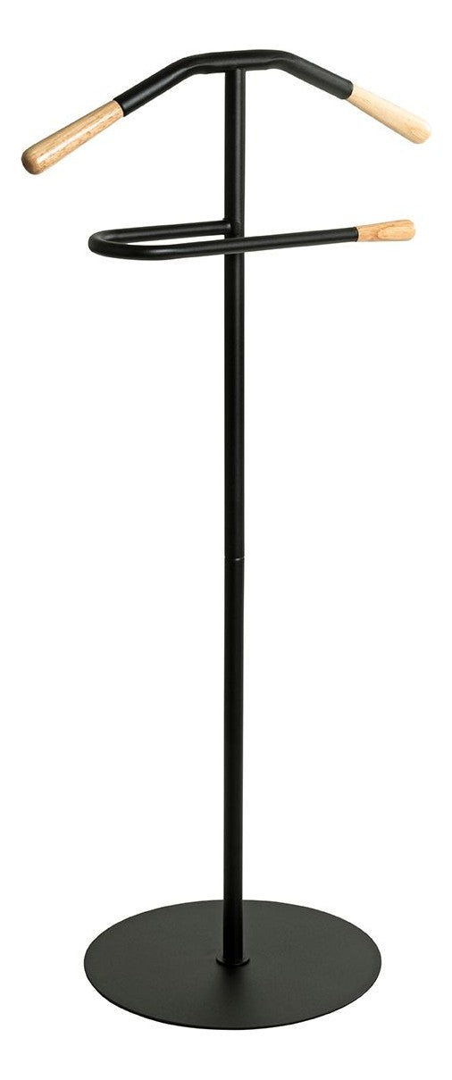 Herrendiener mit Massivholz-Anbauteilen, schwarz-natur – Ansicht 1