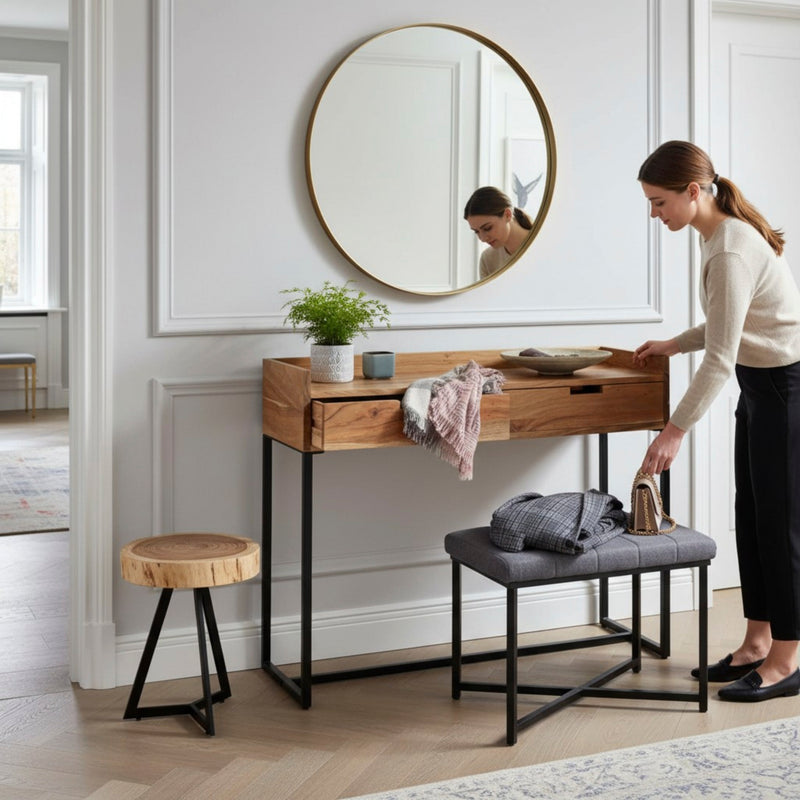 Sitzbank für Flur und Garderobe, gepolstert, schwarz-grau – Ansicht 2