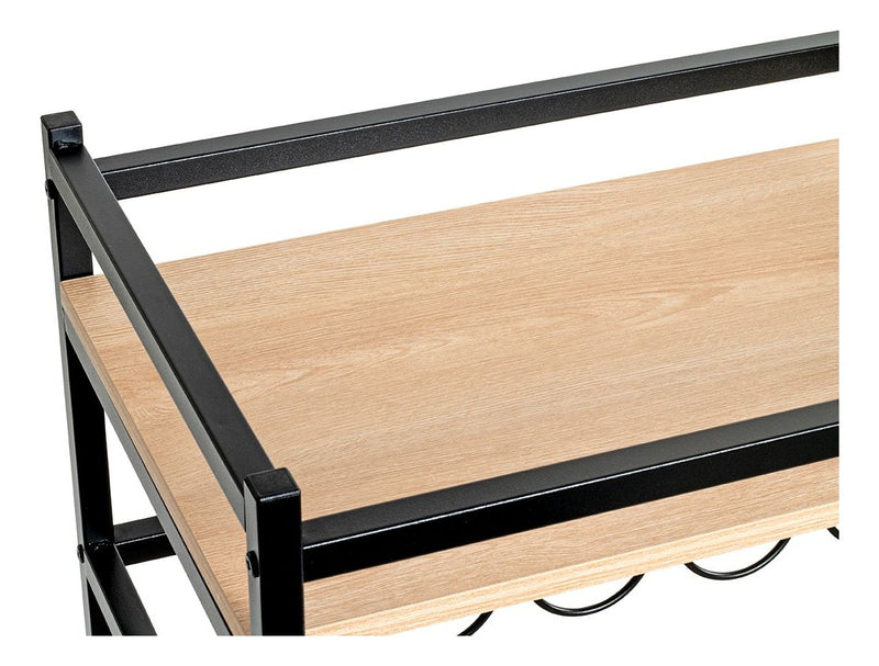 Haku Servierwagen mit Flaschenablage, Eiche-Optik und Stahlrohr