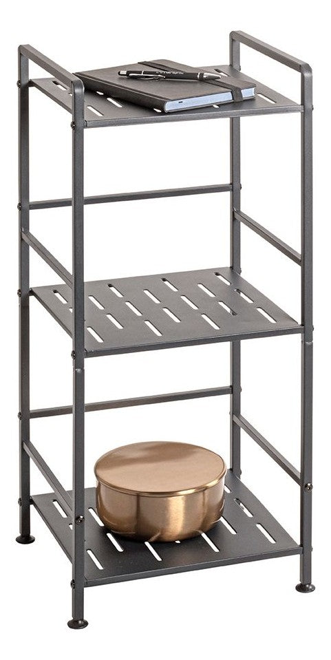 Haku Standregal aus Stahlrohr, anthrazit, 3 Ablagen, 33x28x74 cm