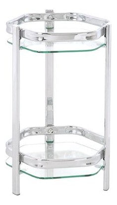 Haku Blumensäule Art Deco, Chrom mit Glasablagen aus Sicherheitsglas