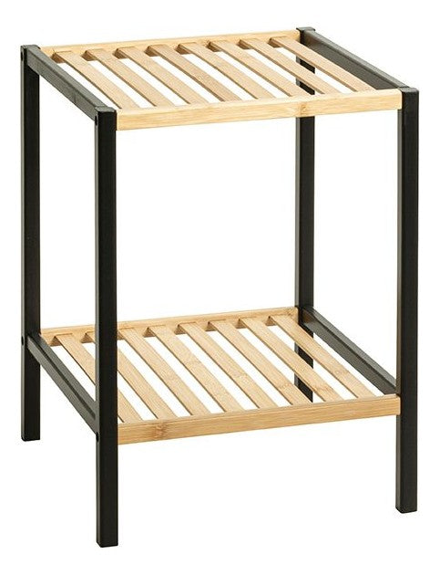 Haku Beistelltisch Bambus mit 2 Ablagen, schwarz-natur, 35x35 cm