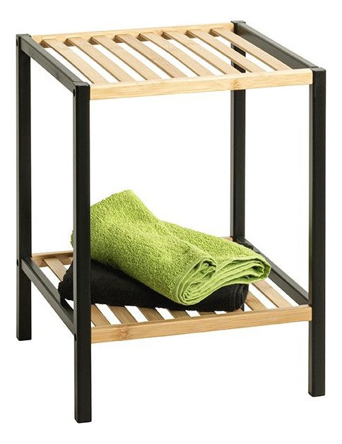 Haku Beistelltisch Bambus mit 2 Ablagen, schwarz-natur, 35x35 cm
