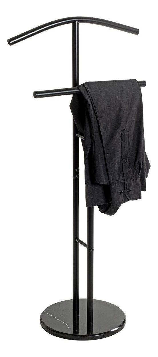 Haku Herrendiener (Dressboy) aus Stahlrohr mit Marmorfuß, schwarz