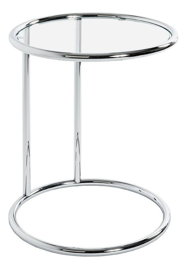 Haku Beistelltisch rund in Chrom mit Ablage aus Sicherheitsglas