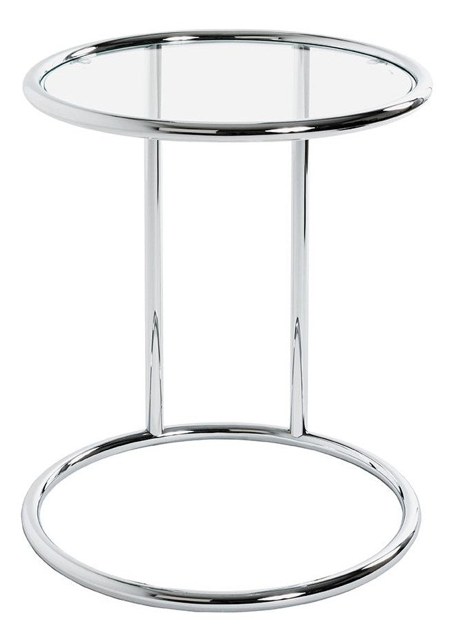 Haku Beistelltisch rund in Chrom mit Ablage aus Sicherheitsglas