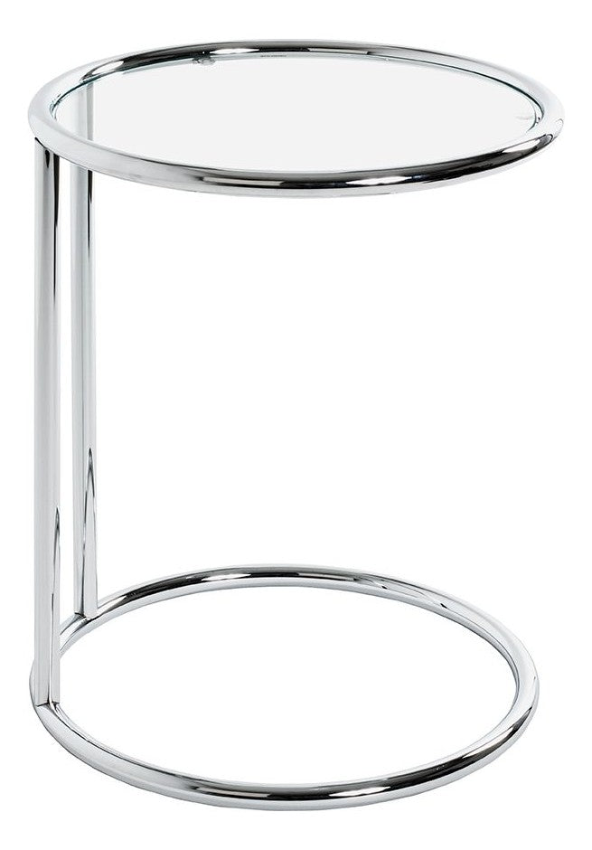 Haku Beistelltisch rund in Chrom mit Ablage aus Sicherheitsglas