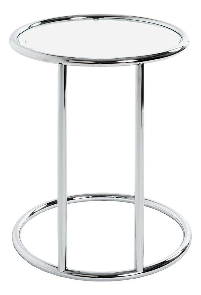 Haku Beistelltisch rund in Chrom mit Ablage aus Sicherheitsglas