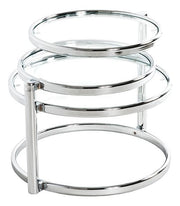 Couchtisch rund ausziehbar, Chrom-Gestell mit Sicherheitsglas-Ablagen – Ansicht 4