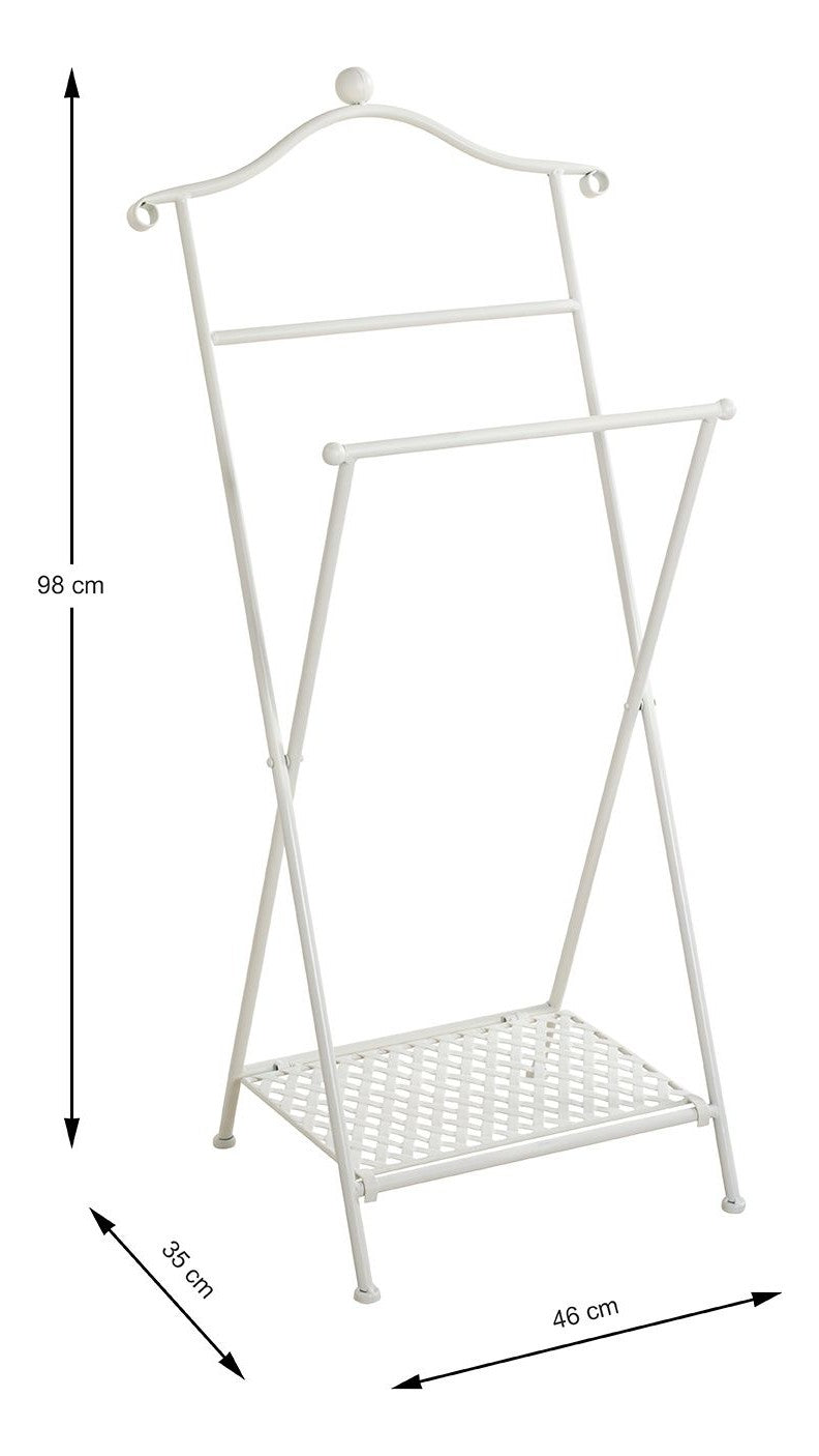 Haku Herrendiener aus Stahlrohr, klappbar, weiß gekälkt für Schlafzimmer