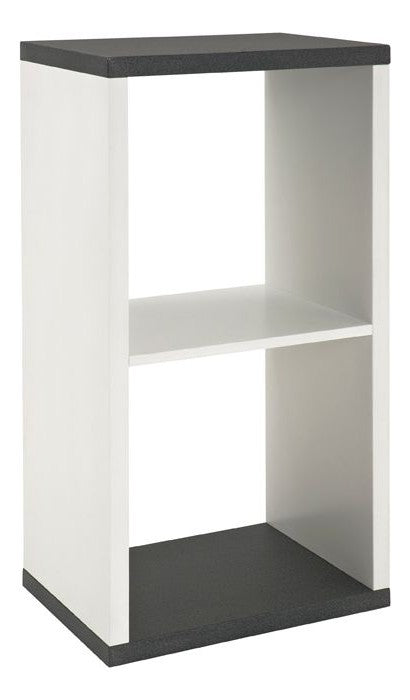 Standregal mit 2 Fächern in Granitoptik und Weiß fürs Wohnzimmer – Ansicht 1