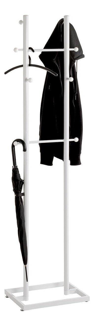 Haku Garderobenständer mit 8 Haken, weißes Stahlrohr, modern