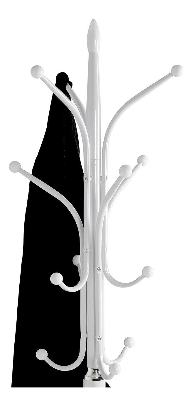 Haku Garderobenständer mit 12 Haken, Marmorfuß, Weiß-Chrom