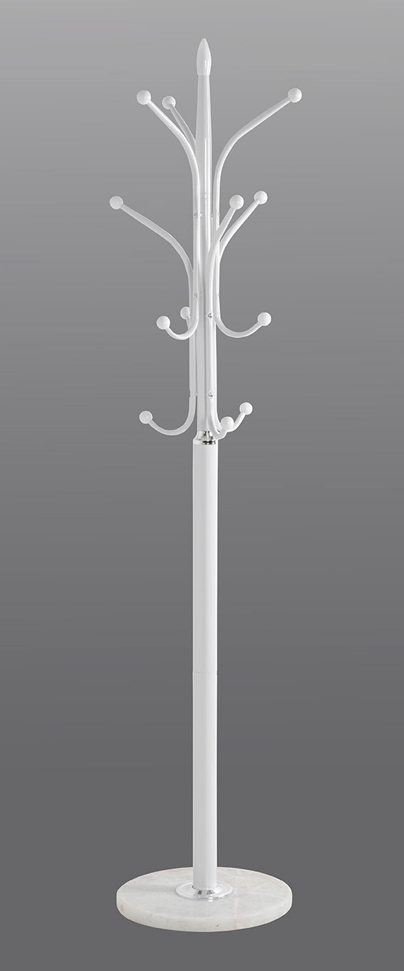 Haku Garderobenständer mit 12 Haken, Marmorfuß, Weiß-Chrom