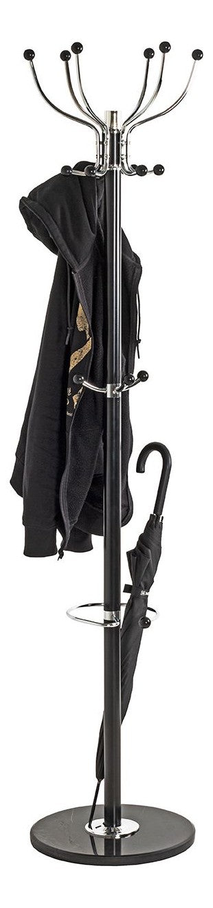 Haku Garderobenständer mit 16 Haken, Schirmhalter, Marmorfuß