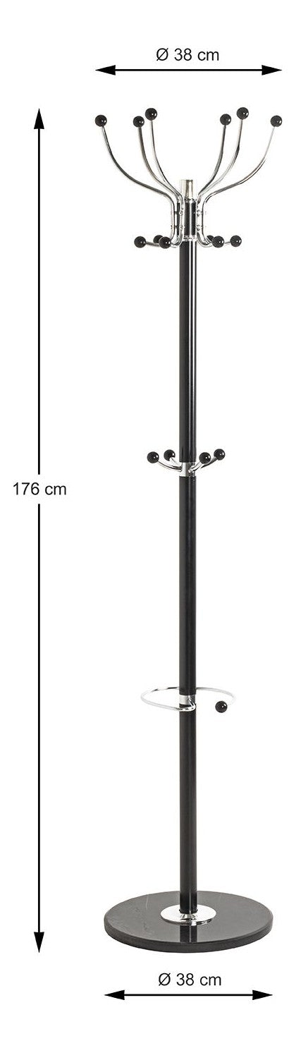 Haku Garderobenständer mit 16 Haken, Schirmhalter, Marmorfuß