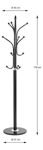 Garderobenständer mit 12 Haken, Marmorfuß, schwarz-chrom – Ansicht 5