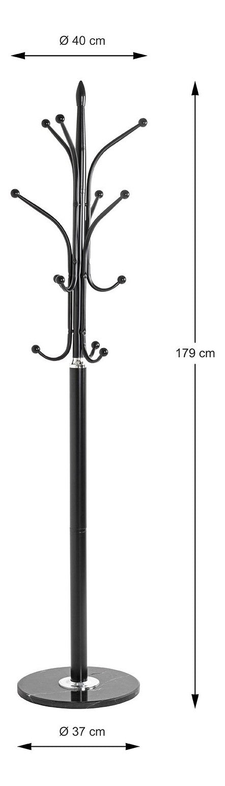 Garderobenständer mit 12 Haken, Marmorfuß, schwarz-chrom – Ansicht 5