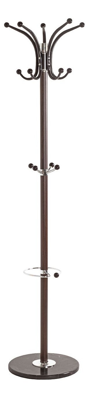 Garderobenständer mit 14 Haken und Marmorfuß, braun-chrom – Ansicht 1