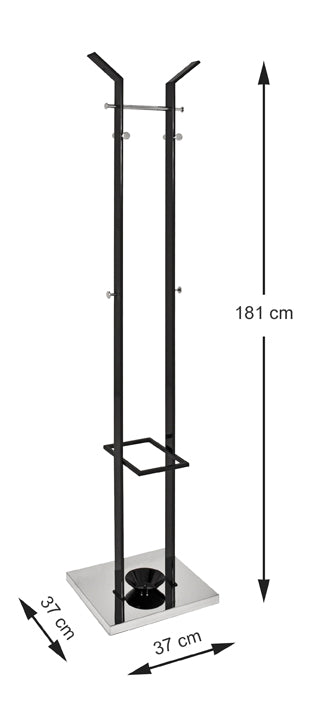 Haku Garderobenständer mit 8 Haken, Stahlrohr schwarz-chrom