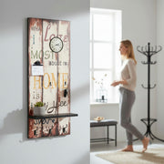 Memoboard Home mit Uhr, 5 Schlüsselhaken und 3 Garderobenhaken – Ansicht 2