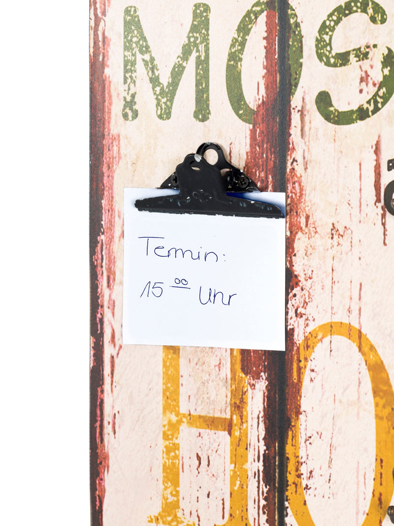 Memoboard Home mit Uhr, 5 Schlüsselhaken und 3 Garderobenhaken – Ansicht 4