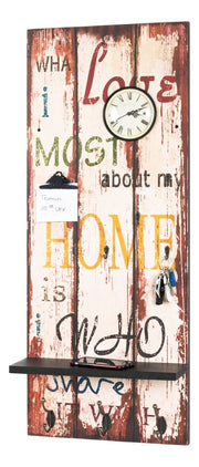 Memoboard Home mit Uhr, 5 Schlüsselhaken und 3 Garderobenhaken – Ansicht 7