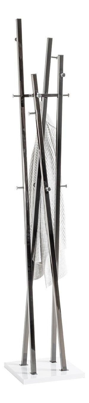 Haku Garderobenständer mit 12 Haken, Stahlrohr chrom dunkel, Fuß weiß