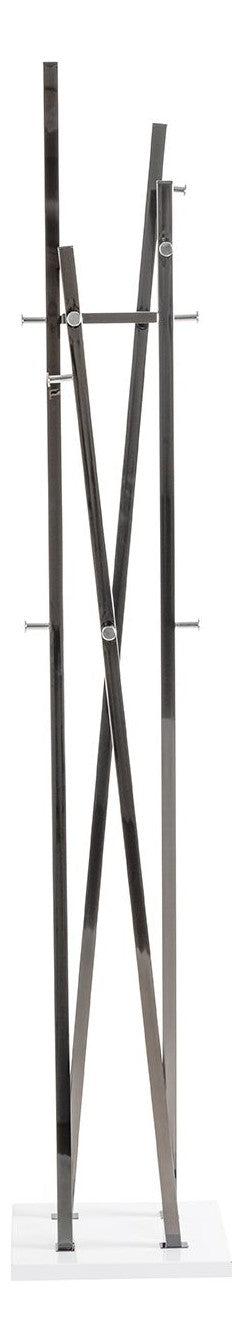 Haku Garderobenständer mit 12 Haken, Stahlrohr chrom dunkel, Fuß weiß