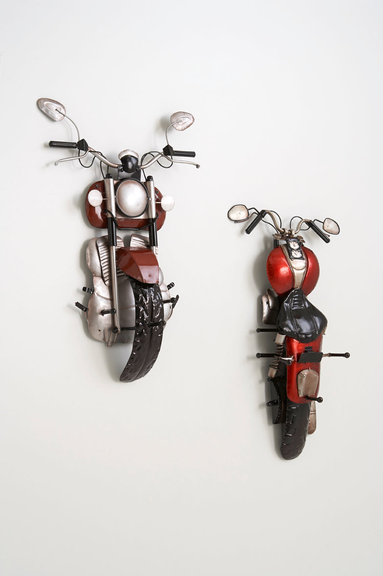 Wandgarderobe Motorrad im Industrial-Stil, 3 Haken, schwarz-kupfer – Ansicht 2