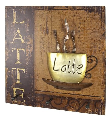 Wandgarderobe Kaffeetasse, 3 Metallhaken, Vintage-Look, 40x40 cm – Ansicht 1