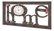 Wandgarderobe HOME mit Uhr, 5 Metallhaken, Industrial Vintage – Ansicht 1