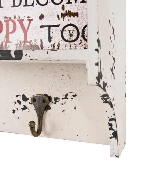 Haku Wandgarderobe mit 4 Metallhaken, Schriftzug-Motiv, Industrial-Stil