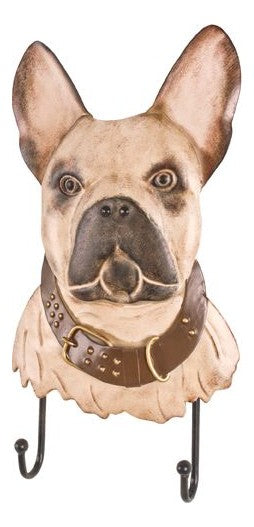 Haku Wandgarderobe Bulldogge mit 2 Haken, Metall in 3D-Optik, Beige