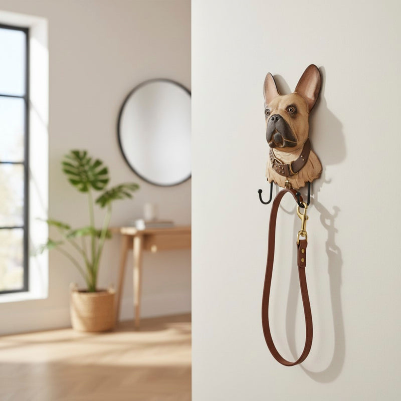 Haku Wandgarderobe Bulldogge mit 2 Haken, Metall in 3D-Optik, Beige