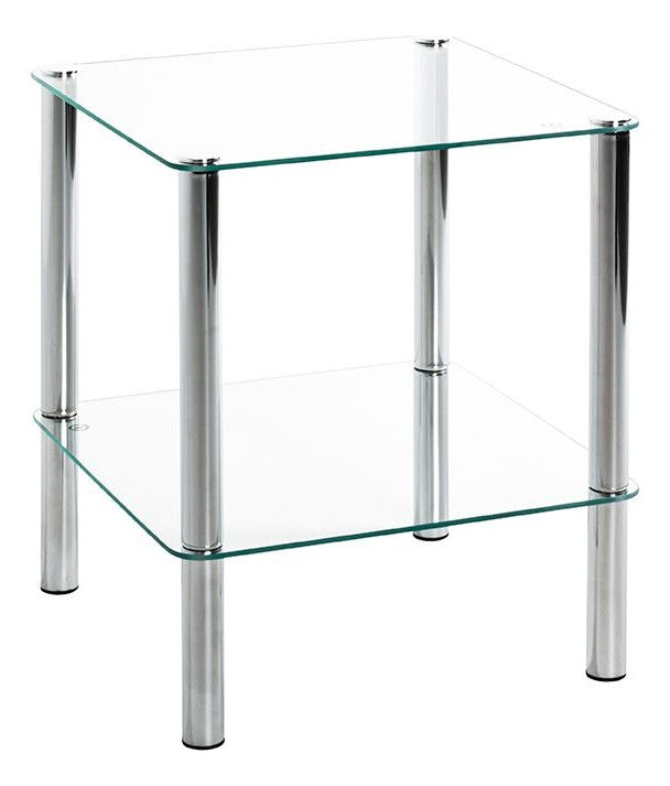 Haku Beistelltisch quadratisch Chrom-Optik mit Sicherheitsglas