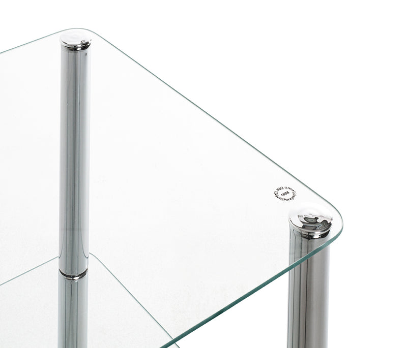 Haku Beistelltisch quadratisch Chrom-Optik mit Sicherheitsglas