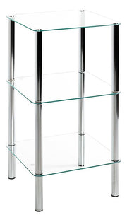 Standregal aus Stahlrohr Chrom mit Glasablagen, modern – Ansicht 1