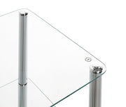 Standregal aus Stahlrohr Chrom mit Glasablagen, modern – Ansicht 3