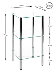 Standregal aus Stahlrohr Chrom mit Glasablagen, modern – Ansicht 4